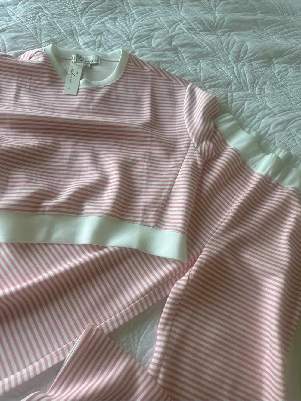 VINTAGE HAVANA Pink & White Striped Lounge Set
